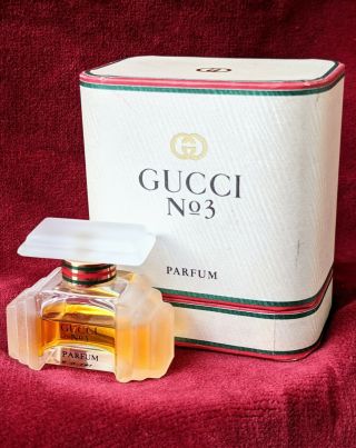 Very Rare Vtg Gucci No 3 Parfum.  25 Oz / 7.  5 Ml Deco Perfume Bottle Box France