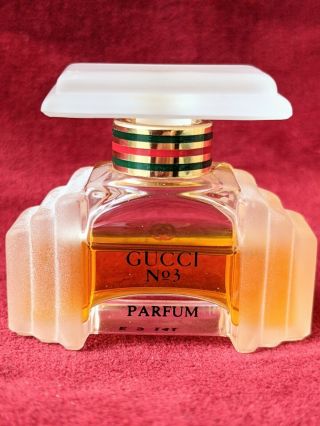VERY RARE Vtg GUCCI No 3 Parfum.  25 OZ / 7.  5 ML Deco Perfume Bottle Box FRANCE 2