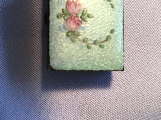 ANTIQUE VINTAGE BRASS METAL PILL BOX WITH ENAMEL LID 2
