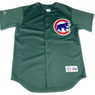Vintage Chicago Cubs Majestic Stitched Mesh Jersey Sz Large L Green Mlb