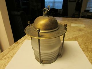 Vintage Brass Electric Light Lamp Lantern Hanging Brass Top,  Steel Base 7 " Tall