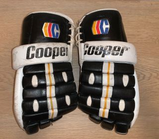 Vintage Cooper Lbdt All Leather Hockey Gloves Boston Bruins 15 " Large Dura Soft