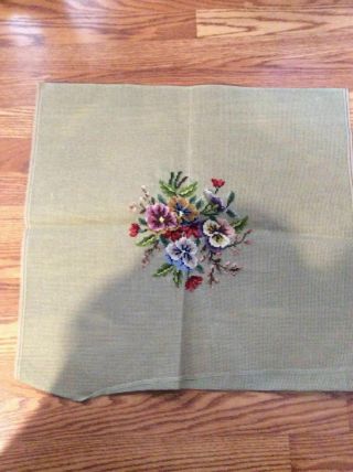 Vintage Unfinished Petunias Yarn Needlepoint Pillow Seat Cover