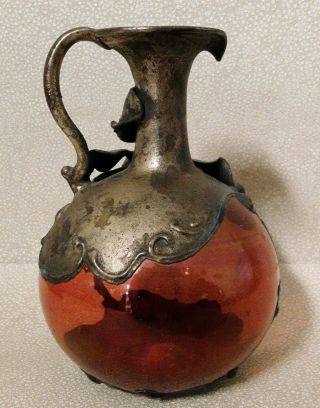 King Solomon Finde Handblown Bottle vase with Silver Overlay 3