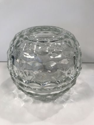 Vintage Fostoria American Glass Globe Candle Holder Fairy Lamp Light Cube Cubist