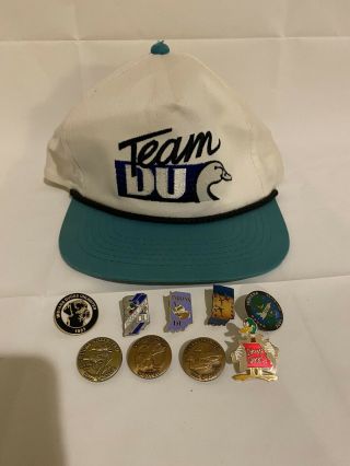 9 Ducks Unlimited Du Collectible Pins And Vintage Hat
