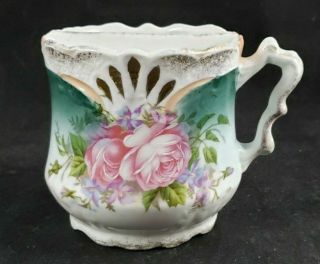 Antique Floral Porcelain Shaving Mug Cup - 8 Oz.