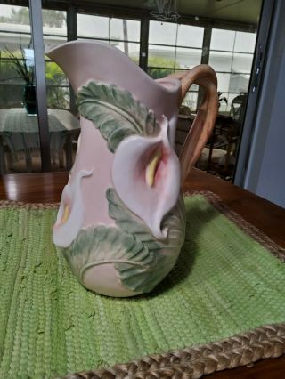 Vintage 1987 Fitz & Floyd Cala Lily Pink Pitcher Vase 2 Qts