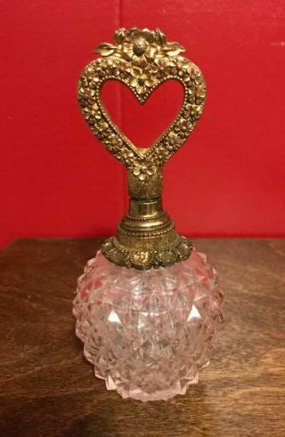 Vintage Diamond Cut Glass And Brass Perfume Bottle With Dauber Ormolu?