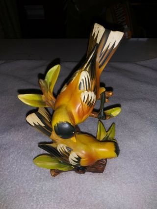 Vintage Artmark 2 Gold Finch On Branch Figurine 7 In.  No Dings