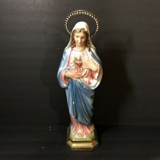 Vintage Columbia Statuary Sacred Heart Virgin Mary Chalkware Religious Statue