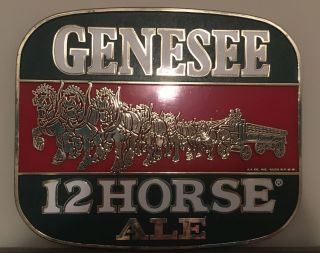 Vintage Genesee 12 Horse Ale Advertising Beer Sign Man Cave 11.  5 X 9.  75”