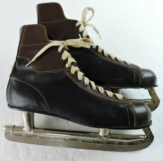 Vintage Two Tone Nhl Mens Size 12 Ice Skates Made In Canada Officially Approved
