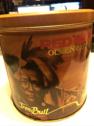 Vintage 1988 Red Man Golden Blend Limited Edition Tin Can Native American 6x6