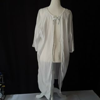 Vintage White Knight Adult Med Hospital Gown White Ties Soft Plisse Cotton 39 "
