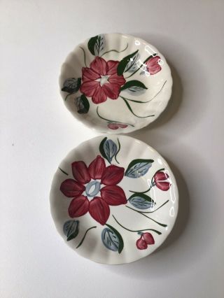 Vintage Blue Ridge Southern Pottery Poinsettia Colonial 5.  25” Berry Bowls Set 2