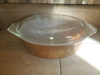 Vintage Pyrex Casserole Dish With Lid Early American Pattern