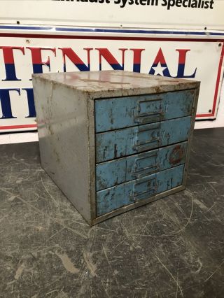 Vintage Industrial Small Metal 4 Drawer Parts Storage Box Cabinet Organizer