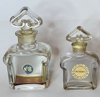 Baccarat France Crystal Perfume Bottles Guerlain Mitsouko & No 8 Both Labeled Nr