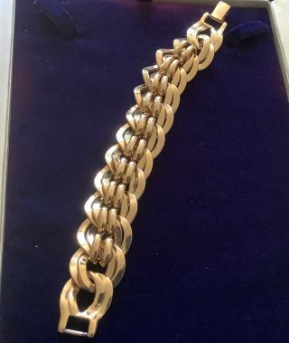 Vintage Well Made Good Quality Gold Tone Chunky Bracelet Signed Napier c1980’s 3