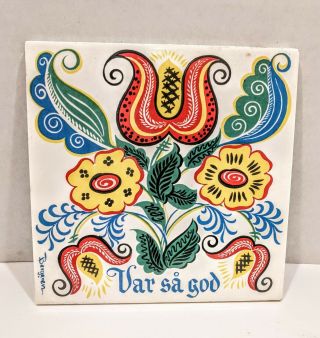 Vintage Berggren Scandinavian Handscreened Ceramic Tile Design 139
