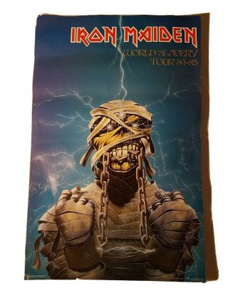 Vintage 1985 Iron Maiden Powerslave World Slavery Tour Poster 3010 -