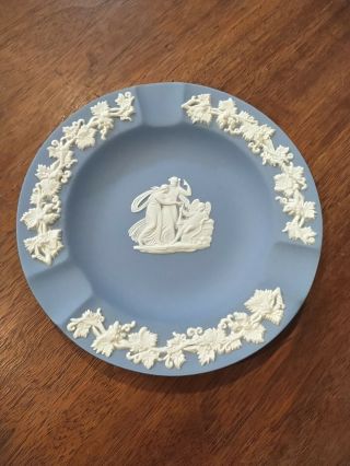 Vintage Wedgwood England Jasperware Blue Round Pin Trinket Dish Ashtray