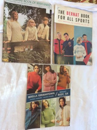 Bernat Knit & Crochet Pattern Books Vintage Book For All Sports,  & Others.  50 - 60s