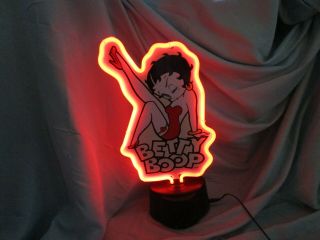 Vintage Betty Boop Neon Rope Light Lamp Plastic Winking Figural Red Dress