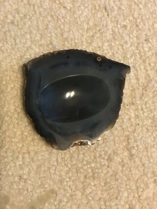 Classic Vintage Natural Polished Agate Carved Ashtray Trinket Coin Key Tray