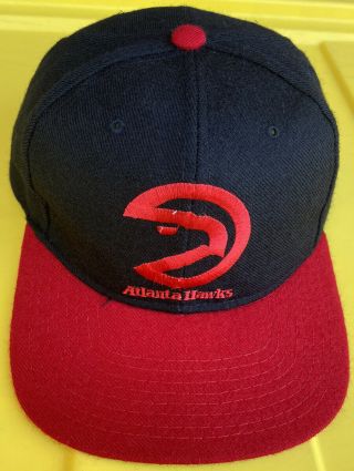 Vintage Atlanta Hawks Starter 100 Wool White Tag Snapback Hat Cap Nba 2 Tone