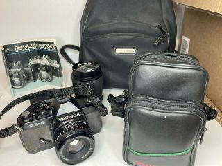 Yashica Fx - 3 Vintage Film Camera,  Flash & 2 Lenses 50mm/135mm W/ Case
