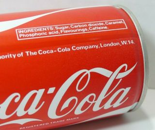 1970 ' s London England vintage Coca - Cola Aluminum 11.  5 oz Pull Tab Soda Can 2