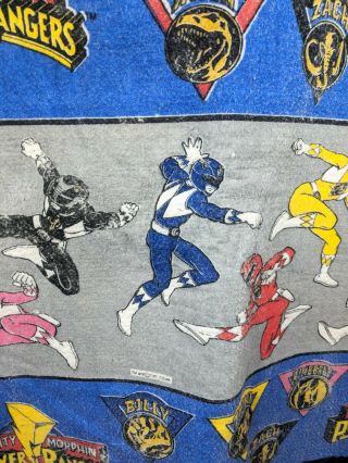 Vintage 1994 Mighty Morphin Power Rangers Blanket Comforter 70 80 Sabans Bandai 3