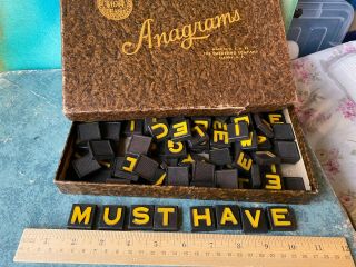 Vintage Anagrams Game Embossed Edition Letter Tiles Blocks Early Scrabble Craft