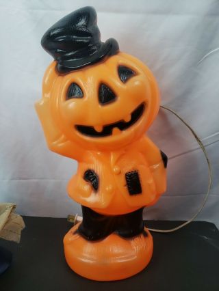 Vtg 1969 Empire 14 " Halloween Top Hat Scarecrow Jol Pumpkin Man Blow Mold