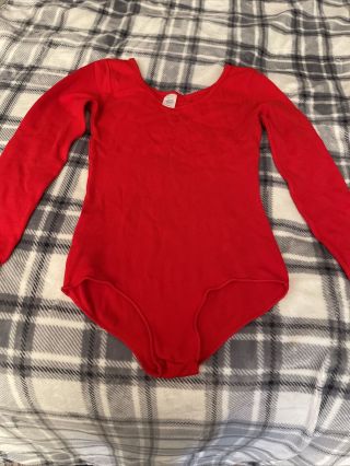Vintage Red Dance Gymnastics Leotard Adult Small Body Suit Good &