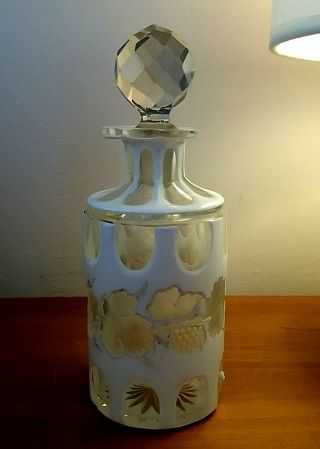 Victorian Bohemian White Overlay Glass Scent Bottle,  Circa 1800 St Petersburg