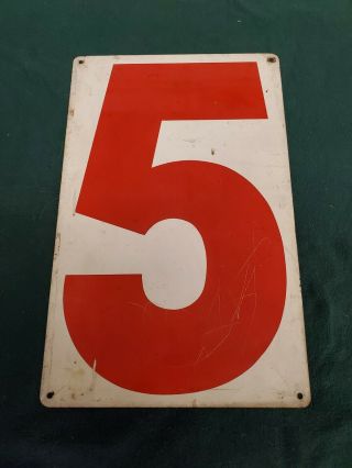 Vintage 5 Or 8 Double Sided Gas Station Price Number Sign Lrg Adv Tin Metal