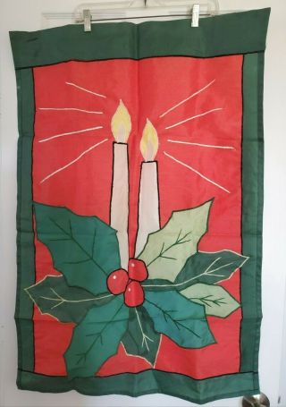 2 Vintage Holiday Garden Flags Double Sided Embroidered Christmas 36”x 26”