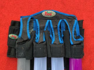 Vintage Blue Redz Comfort Gear Paintball Pod Pack 4,  3 Belt Style With 4 Pods