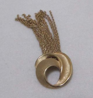 Vintage CROWN TRIFARI 3 - 5/8” Gold Tone Ribbon Knot Tassel Brooch 3