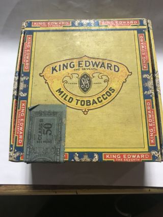 Vintage King Edward Mild Tobaccos Cigarillos 4 Cent 5 For 20 5 X 4 1/2 "