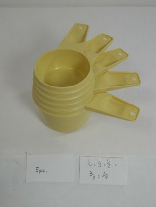 Vintage Tupperware Light Yellow Measuring Cups Set Of 5