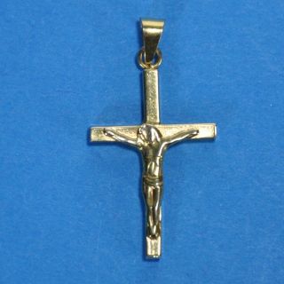 Vintage 14k Yellow Gold Religious Crucifix Cross Pendant Charm - - - 2244