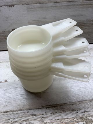 Vintage Tupperware Clear/white Set Of 6 Nesting Measuring Cups 761 - 766