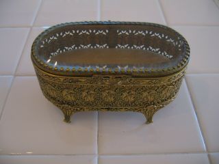 Pretty Vintage Gold Ormolu Dresser Box Jewelry Casket Matson Stylebuilt