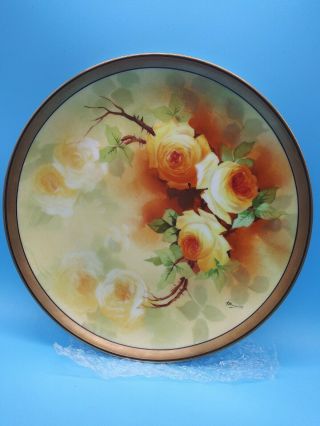 Vintage Coronet Limoges France Hand Painted Artist Signed Plate Roses