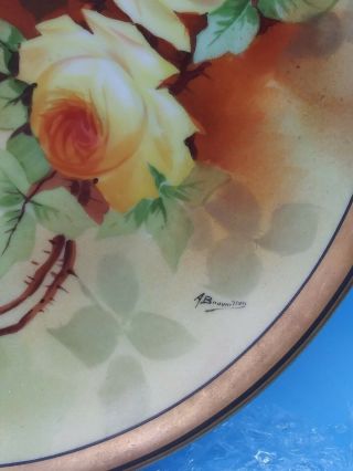 Vintage Coronet Limoges France Hand Painted Artist Signed Plate Roses 2
