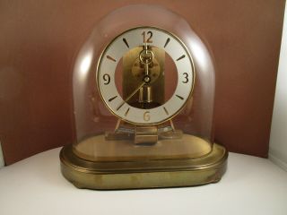 Vintage Kieninger & Obergfell 6 Jewel Mantel Clock Oval Dome Western Germany